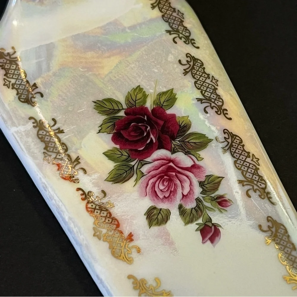 Victorian Cake/Pie Server Rose Porcelain Iridescent Pink Romantic Wedding Bride